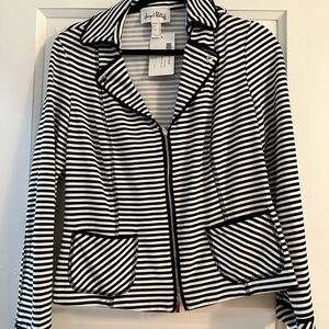 Joseph ribkoff, b/w stripe zipper jacket NWT